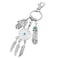 ZUNON Dreamcatcher Keychain Silver Toned Key Chain Featuring Stainless steel Hamsa Personalized gift and Budda Hand Charm Keyring Dreamcatcher Keychain with Feather