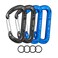 GABBRO Gabbro Carabiner Clips Heavy Duty 12kN 2697 lbs 32 Inch Aluminum Wiregate Snap Lightweight 4 Pack for Hammock Hiking Camping Water Bottle Dog Leash Harness Keychains Black Blue