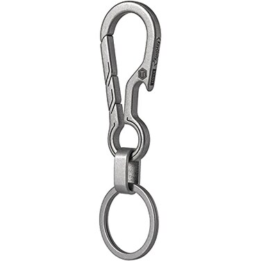 KeyUnity KM01 Titanium EDC Keychain Clip with Bottle Opener Quick Release Carabiner Key Ring Holder for Men KM01 Sandblasted