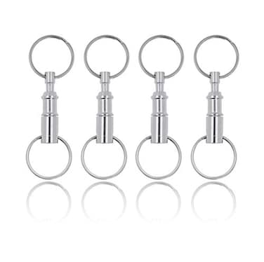 Mandala Crafts Quick Release Keychain Detachable Split Key Rings Pull Apart Key Clip Connector Silver