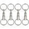 Millennial Essentials 4 Pack Quick Release Detachable Pull Apart Keychain Silver Dual Key Ring Snap Lock Holder 4