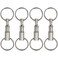 Millennial Essentials 4 Pack Quick Release Detachable Pull Apart Keychain Silver Dual Key Ring Snap Lock Holder 4