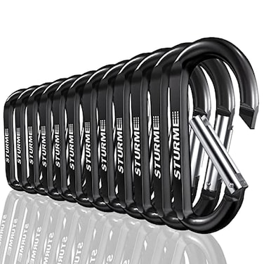 STURME 3 Aluminum D Ring Carabiners Clip D Shape Spring Loaded Gate Small Keychain Carabiner Clip Set for Outdoor Camping Mini Lock Snap Hooks Spring Link Key Chain Durable Improved 12 PCS Black