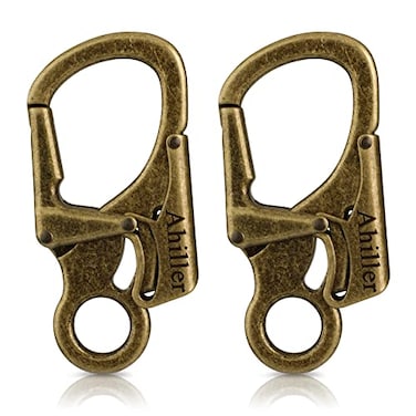 Ahiller Carabiner Clip Double AntiMisopening Locking Design 3 Zinc Alloy Heavy Keychain for Outdoor Camping Hiking Key Ring Clip Bronze2P