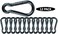 Branded Boards Black Silver ZincGalvanized Heavy Duty Bushcraft Carabiner Spring Snap Clip Link Hooks 200500lb Load 2 6 12 Packs Black5cm12 Pack