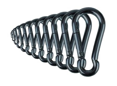 Branded Boards Black Silver ZincGalvanized Heavy Duty Bushcraft Carabiner Spring Snap Clip Link Hooks 200500lb Load 2 6 12 Packs Black5cm12 Pack