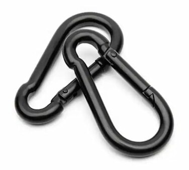 Branded Boards Black Silver ZincGalvanized Heavy Duty Bushcraft Carabiner Spring Snap Clip Link Hooks 200500lb Load 2 6 12 Packs Black7cm2 Pack