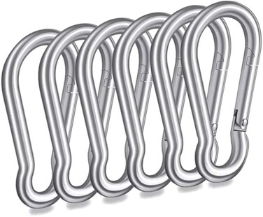Branded Boards Heavy Duty Bushcraft Stainless Steel Carabiner Spring Snap Clip Link Hooks 200500lb Load 2 6 12 Packs 8cm6pack