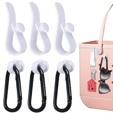 CULASIGN 6 Pcs Hooks Set Compatible for Bog Bags Key Holder Compatible for Bog Bag Accessories Insert Charm Carabiner Keychain for Beach Tote Bag