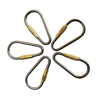 EKLOEN 5pcs MINI Titanium Locking Carabiner Perfect DRing for Outdoor and Indoor Use