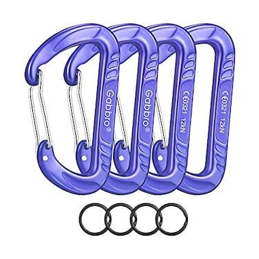 GABBRO Gabbro Carabiner Clips Heavy Duty 12kN 2697 lbs 32 Inch Aluminum Wiregate Snap Lightweight 4 Pack for Hammock Hiking Camping Water Bottle Dog Leash Harness Keychains Purple