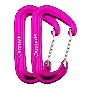 Outmate 12kN 32x2 HeavyDuty Carabiner Clips Durable Lightweight Aluminum Alloy Carabiners for Hiking Camping Keychains Dog Leashes Hammocks MoreWire gate2 Pink