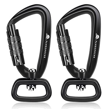 PANDENGZHE 2 Pack Locking Carabiner Clip 25 with Swivel Ring for Securing Pets Dog Leash Harness Camping Hiking Keychains