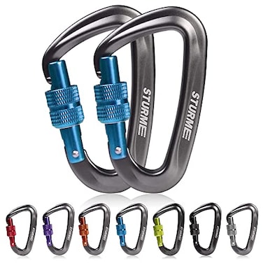 STURME 12kN 2697 lbs Heavy Duty Locking Carabiner Clips for Outdoor Camping Hiking Securing Pets Hammock Dog Leash Harness