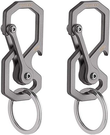 Tibitdeer Titanium Key Chain Multifunctional Carabiner Keychain Heavy Duty Car Keychain Organizer for Men and Women 2 Pack