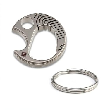 TIKIDESIGN TKKC1 Mini Titanium Keychain Clip Integrated CNC Micro EDC Carabiner GoldfishInspired Minimalist Quick Release Key Ring Organizer for Men Women UltraLightweight Heavy Duty