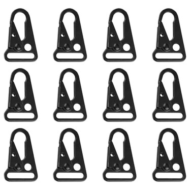 TRIWONDER Enlarged Mouth Clips HK Hook Heavy Duty Snap Hooks Sling Clips for Paracord Outdoors Bag Backpack 1 Black 12Pack