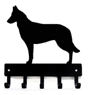 The Metal Peddler Belgian Malinois Key Holder for Wall Small 6 inch Wide with 5 Hooks Made in USA