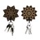 AHANDMAKER Wood Mandala Key Holder 2 Sets Wall Mount Bohemian Style 2 Hooks Key Organizer Decorations Home Decor 39x39x03 inch 3 lbs Weight Capacity