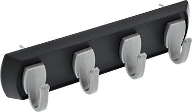 HIGH & HIGH MIGHTY 515306 Key Rail Organizer Hook Rail Easy ToolFree Dry Wall Installation Holds up to 5lbs Small Black Silver