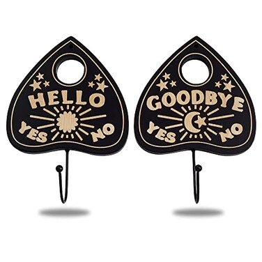 Ella &amp; Ella Emma Wall Mounted CoffinShaped Key Holder PlanchetteHamsa Hand Key Holder Gothic Home Decor Wall Hanger with Hook Spooky Halloween Decor for Home 2 Pieces Planchette