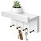 Rebee Vision Small Key Holder Wall Mount Aesthetic Room Decor with 4 Study Hooks and Mini Floating Shelf Ideal Apartment Essentials for Farmhouse Living Room and Home Decor Modern White