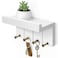 Rebee Vision Small Key Holder Wall Mount Aesthetic Room Decor with 4 Study Hooks and Mini Floating Shelf Ideal Apartment Essentials for Farmhouse Living Room and Home Decor Modern White