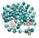 Nazareth Store Blue Marble Crystallized Rosary Beads Handcrafted Prayer Necklace with Miraculous Medal and Jesus Cross