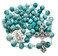 Nazareth Store Blue Marble Crystallized Rosary Beads Handcrafted Prayer Necklace with Miraculous Medal and Jesus Cross