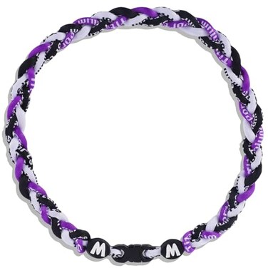 Willtok Premium 18inch Baseball Necklace wNylon TriBraided Rope Tornado Design 18 inch Purple Black White