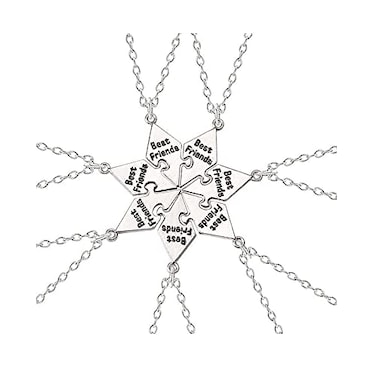 Yocoyee Multi Puzzles Best Friends Forever Necklaces Engraved Heart BFF Pendant Set Friendship Necklaces Gifts7 Puzzls