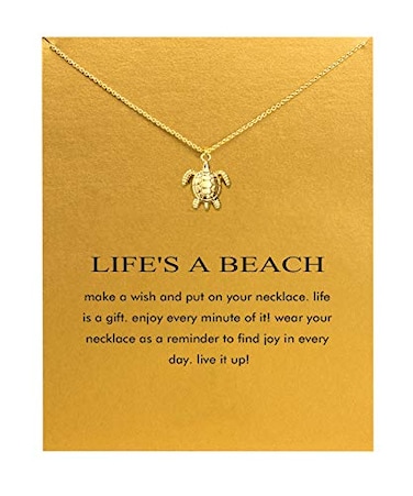 Baydurcan Sea Turtle Necklace Sea Turtle Pendant Chain Necklace with Message Card Gift Card