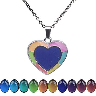 FM FM42 Temperature Sensing Color Changing Heart Pendant Necklace with Glow in the Dark Frame ZN1314
