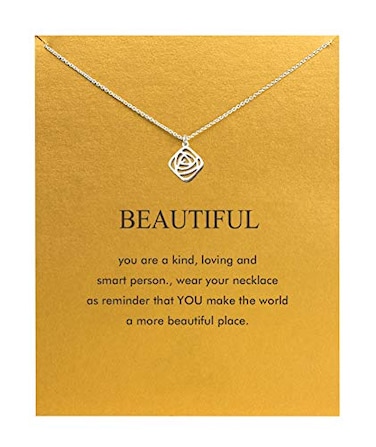 Baydurcan Hundred River Rose Necklace Rose Pendant Chain Necklace with Message Card Gift Card roses