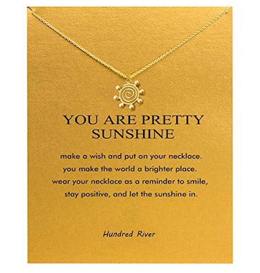 Baydurcan Hundred River Sun Necklace You Are Sunshine Gift Necklace with Message CardCartoon Sun