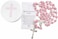 Westmon Works First Communion Rosary Set for Girls with Pink Rose Shaped Bead Case and Holy Card