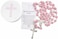 Westmon Works First Communion Rosary Set for Girls with Pink Rose Shaped Bead Case and Holy Card