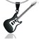 Xusamss Punk Stainless Steel Guitar Music Pendant NecklaceBlack