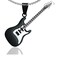 Xusamss Punk Stainless Steel Guitar Music Pendant NecklaceBlack