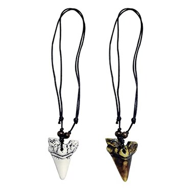GIICE 2 Pcs Shark Tooth Necklace for Men Fossil Shark Teeth Cool Sharktooth Beach Necklaces for Men Beach Surfer