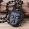 ASGIFT Buddha Necklace Black Obsidian Buddha Head Buddhist Prayer Protection Pendant with Adjustable Bead Chain Good Luck Buddah Necklaces Jewelry