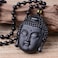ASGIFT Buddha Necklace Black Obsidian Buddha Head Buddhist Prayer Protection Pendant with Adjustable Bead Chain Good Luck Buddah Necklaces Jewelry