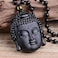 ASGIFT Buddha Necklace Black Obsidian Buddha Head Buddhist Prayer Protection Pendant with Adjustable Bead Chain Good Luck Buddah Necklaces Jewelry