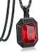 Bandmax Mens Womens Hip Hop Biker Black Chain Necklace Sparkling Ruby Red Cubic Zirconia Crystal Stone Pendant Jewelry
