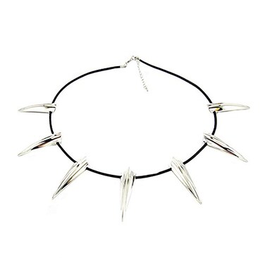BUUFAN Chic Silver Stainless Steel Necklace for Black Cosplay Halloween Party