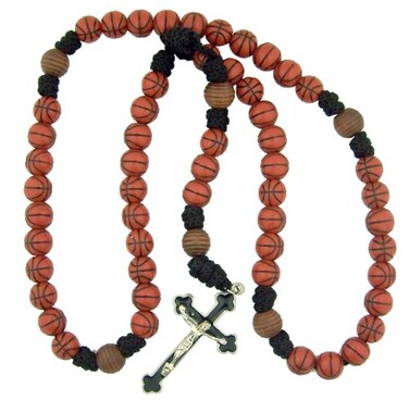 CB Athlete Protection Basketball Shape Bead Sports Rosary Religious Gift for Boys Men 20 Inch