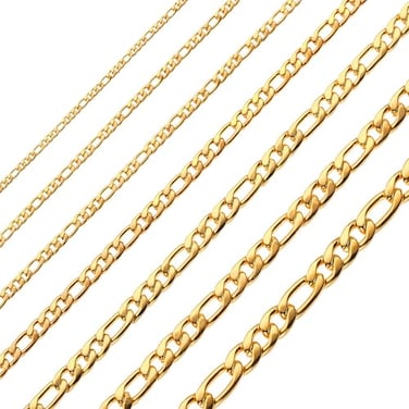 Monily Chain for Men Women 18K Real Gold Plated Stainless Steel Figaro Necklace 4MM 16 Inches