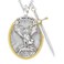 CQGXMANN The Archangel Saint MichaelOval Medal Necklace Protection Prayer Pendant Necklace Seal Solid with A Sword Pendant Necklace 1PCS