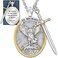 CQGXMANN The Archangel Saint MichaelOval Medal Necklace Protection Prayer Pendant Necklace Seal Solid with A Sword Pendant Necklace 1PCS