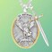 CQGXMANN The Archangel Saint MichaelOval Medal Necklace Protection Prayer Pendant Necklace Seal Solid with A Sword Pendant Necklace 1PCS